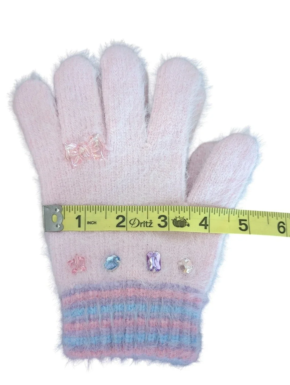 ✨ Claire's Club Bubblegum Pink Fuzzy Rhinestone & Bow Gloves ✨